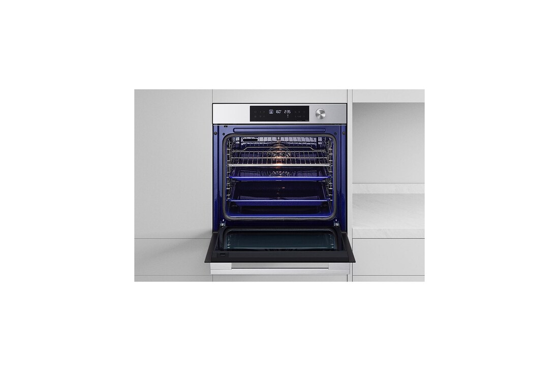 Vista frontale forno con sportello aperto WSED7612S